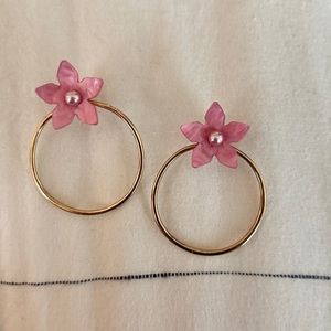 Floral hoop earrings